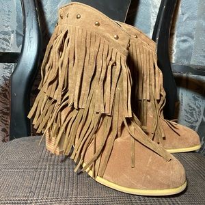 Fringe ankle boots